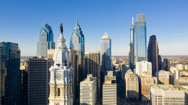 Urban Core City Center Tall Buildings Downtown Philadelphia Pennsylvania stock photo