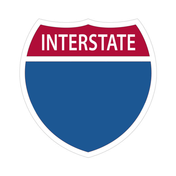 interstate-highway-zeichen. - mehrspurige strecke stock-grafiken, -clipart, -cartoons und -symbole