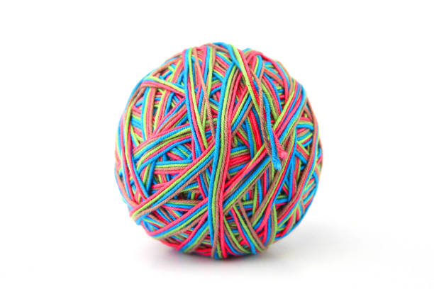 istock Colorful cotton big thread ball from four color thread isolated on white background. 1068031436