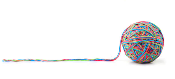 istock Colorful cotton big thread ball from four color thread isolated on white background. 1068031452