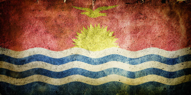 Flag of Kiribati Flag of Kiribati. Old vintage paper texture. krusenstern stock pictures, royalty-free photos & images