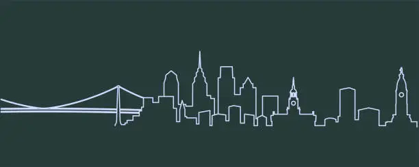 Vector illustration of Philadelphia Single Line Skyline