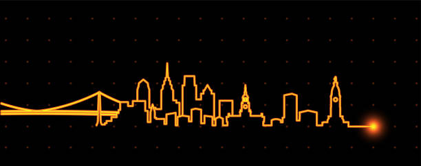 filadelfijska lekka smuga skyline - ray trace stock illustrations