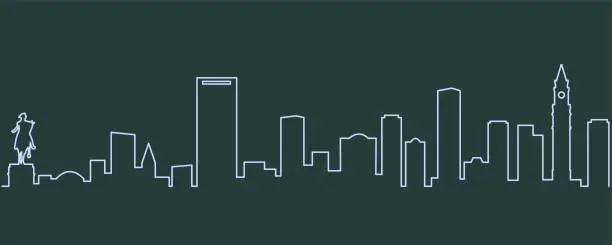 Vector illustration of Boston Single Line Skyline