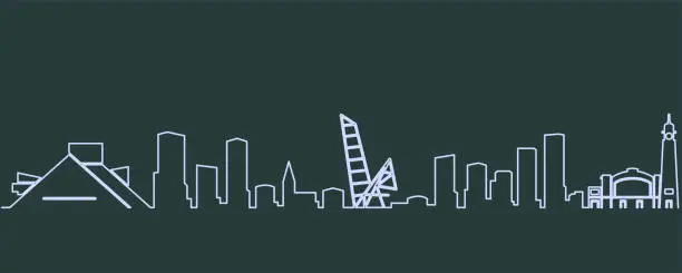 Vector illustration of Cleveland Single Line Skyline