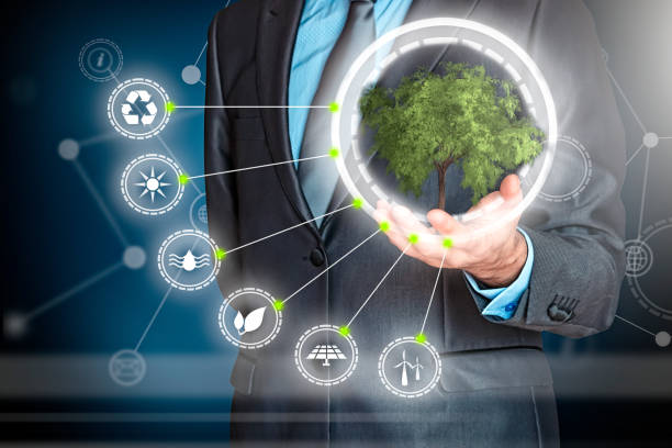 istock Businessman in energy efficiency concept. 1068050202