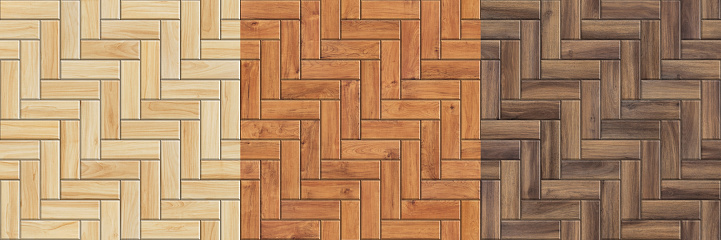 Set of high resolution seamless textures of wooden parquet. Herringbone patterns