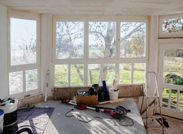 interior construction site during the renovation of a house stock photo