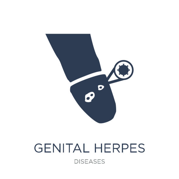 Genital herpes icon. Trendy flat vector Genital herpes icon on white background from Diseases collection Genital herpes icon. Trendy flat vector Genital herpes icon on white background from Diseases collection, vector illustration can be use for web and mobile, eps10 genital herpes stock illustrations