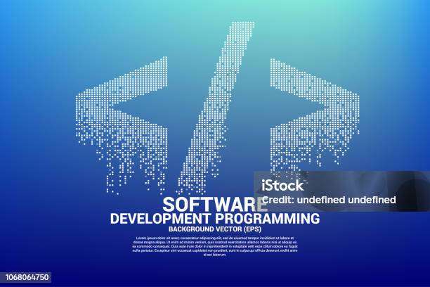 Vector Polygon Software Development Programming Tag Icon With Square Dot Pixel Stock Illustration - Download Image Now