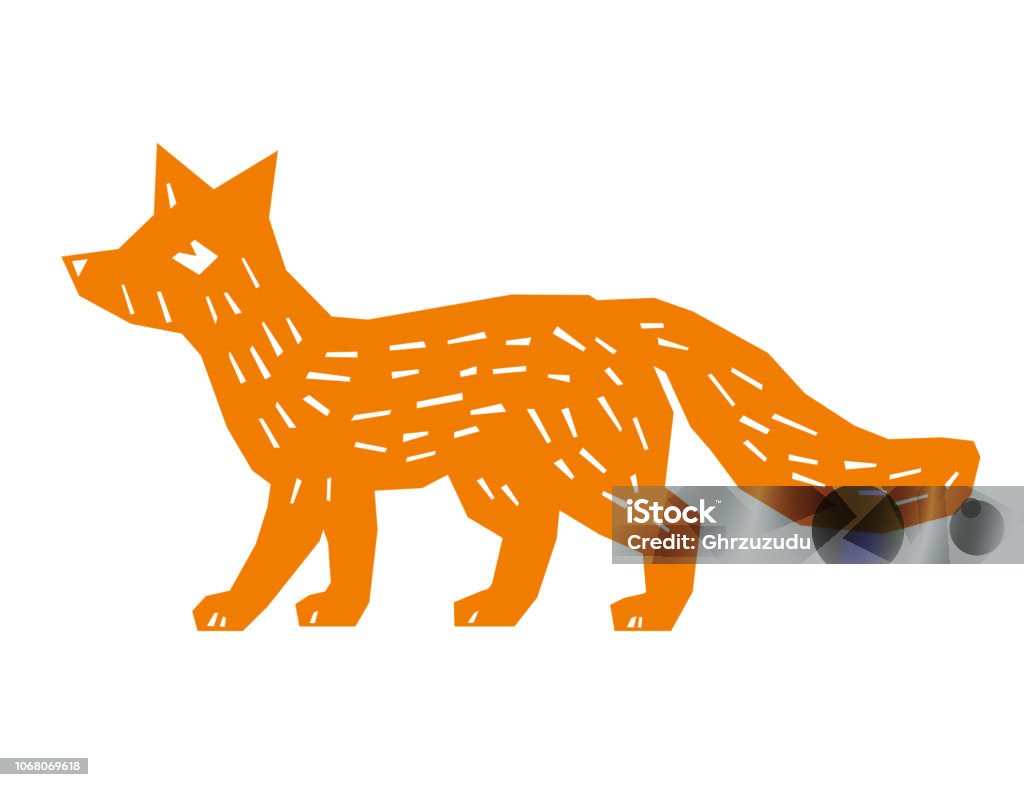 Fox paper style Fox paper style isolated Animal stock vector