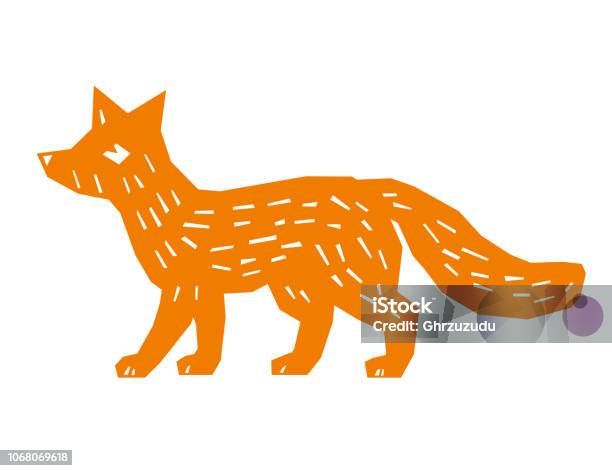 Fox Paper Style Stock Illustration - Download Image Now - Animal, Animal Wildlife, Art