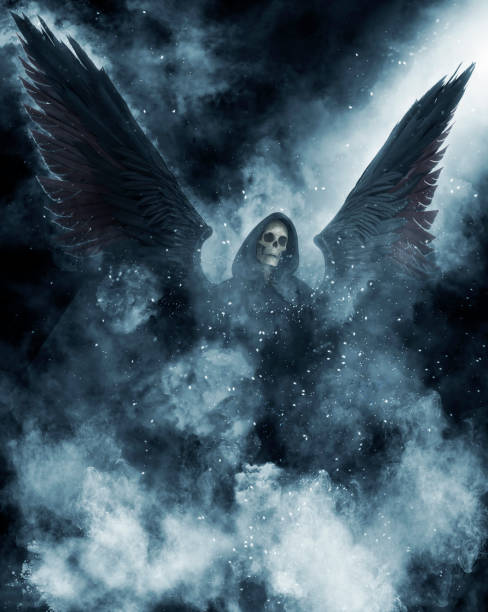 Angel of death on abstract fantasy background 3d illustration stock photo