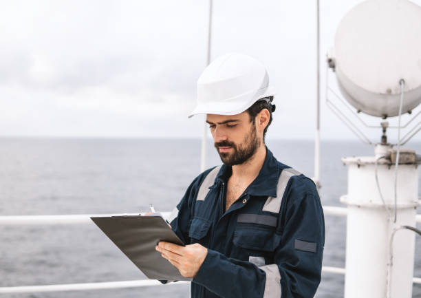 Service technician or serviceman near VSAT terminal