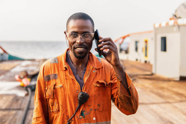 istock Marine Deck Officer or Chief mate on deck of vessel or ship 1068110786