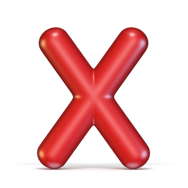 istock Red glossy font Letter X 3D 1068124402