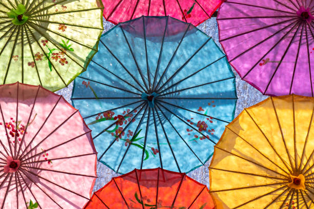 istock Colored paper umbrellas used in ancient China 1068144304