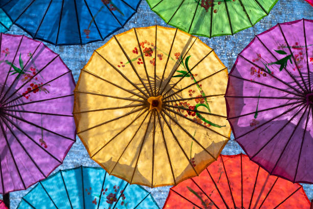 istock Colored paper umbrellas used in ancient China 1068144312