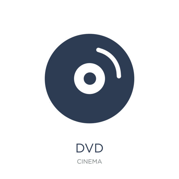 dvd 아이콘입니다. 시네마 컬렉션에서 흰색 배경에 유행 평면 벡터 dvd 아이콘 - dvd stock illustrations