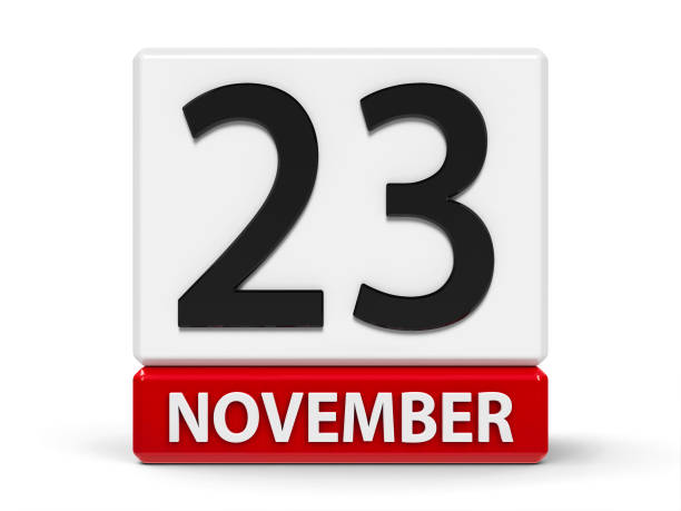 calendario de cubos 23 de noviembre - calendar november month three dimensional shape fotografías e imágenes de stock