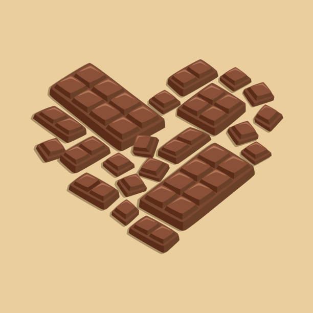 ハート ミルク チョコレート ・ バー バレンタイン ベクトル - heart shape snack dessert symbol点のイラスト素材／クリップアート素材／マンガ素材／アイコン素材