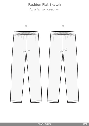 Track Pants Fashion Flat Technical Drawing Vector Template Stock ...
