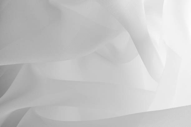 istock Texture, background, pattern. Silk fabric is transparent, white in color. Abstract soft chiffon texture background. Soft white chiffon with curve and wave 1068184876