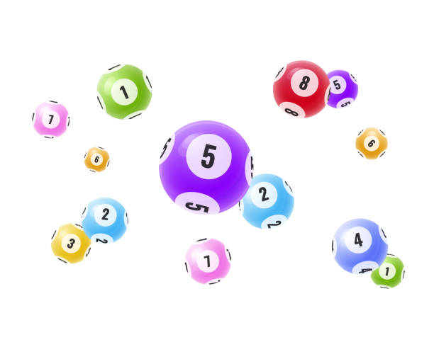 illustrazioni stock, clip art, cartoni animati e icone di tendenza di volando palle 3d realistiche con numeri casuali. lotteria, bingo, lotto. - lottery numbers