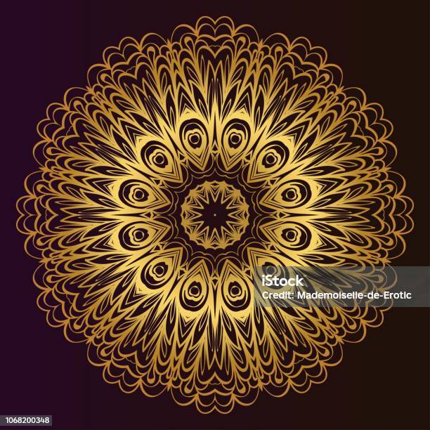 Vintage Invitation Card With Mandala Pattern Decorative Elements Vector Illustration Antistress Therapy Pattern Stock Illustration - Download Image Now