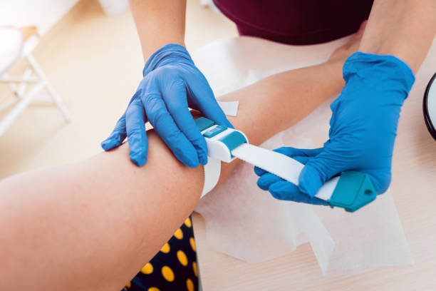 istock Injection during the blood collection 1068203248