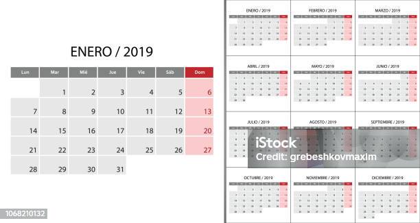 Calendar 2019 Week Start On Monday Stock Illustration - Download Image Now - 2019, Calendar, August