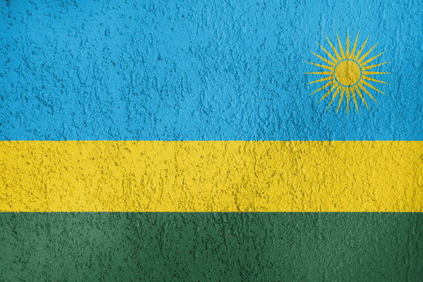 The texture of  Rwanda   flag on the wall of the plaster.