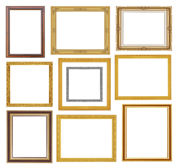 istock The antique gold frame on the white background 1068230094