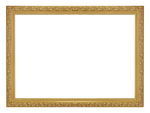 istock The antique gold frame on the white background 1068230140