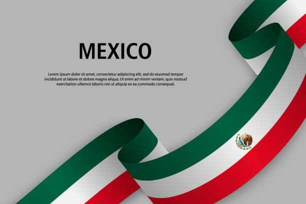 machająca wstążka z flagą , ilustracja wektorowa - mexican flag stock illustrations