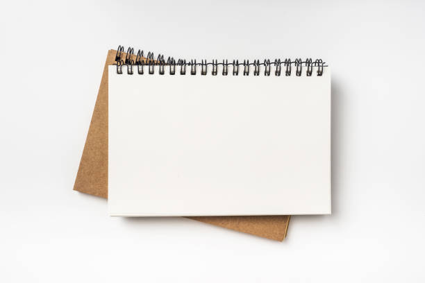 Top view collection of two kraft spiral notebook