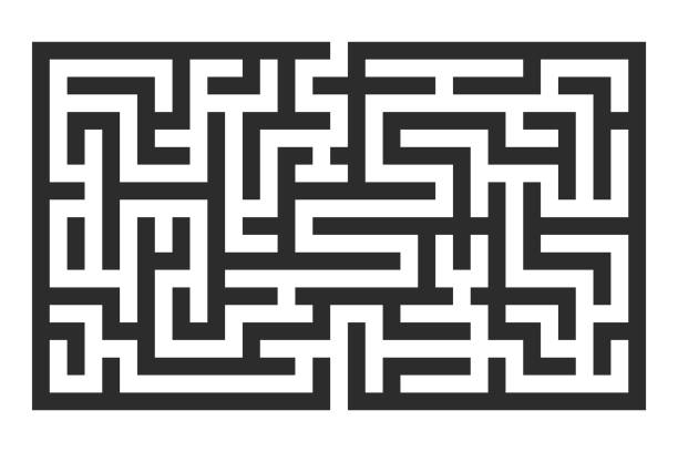 illustrations, cliparts, dessins animés et icônes de labyrinthe. puzzle carré noir - labyrinthe