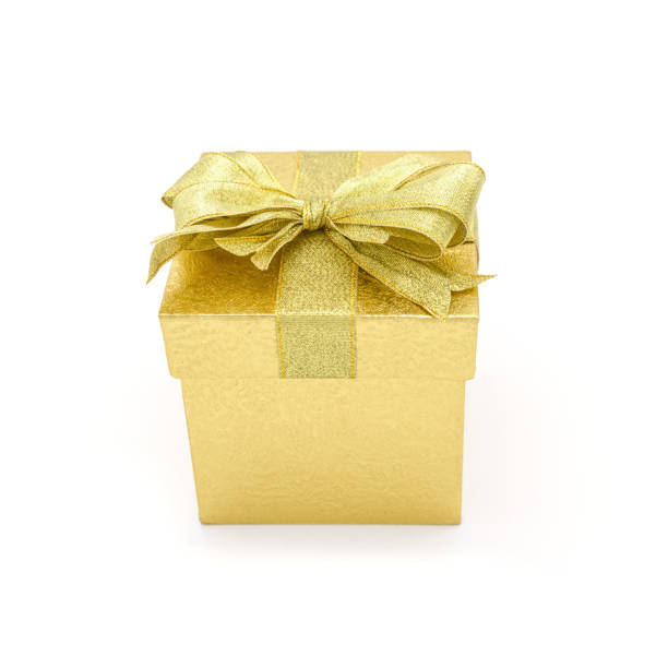 istock Golden gift box with gold ribbon. 1068256462