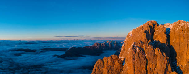 istock Beautiful Dolomites peaks panoramic view 1068258386