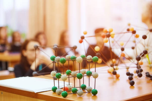 istock School children in a science class with a molecular model. Background image with soft focus. Education concept 1068259362