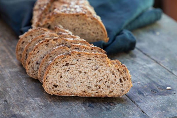 fresh and tasty whole grain bread stock photo