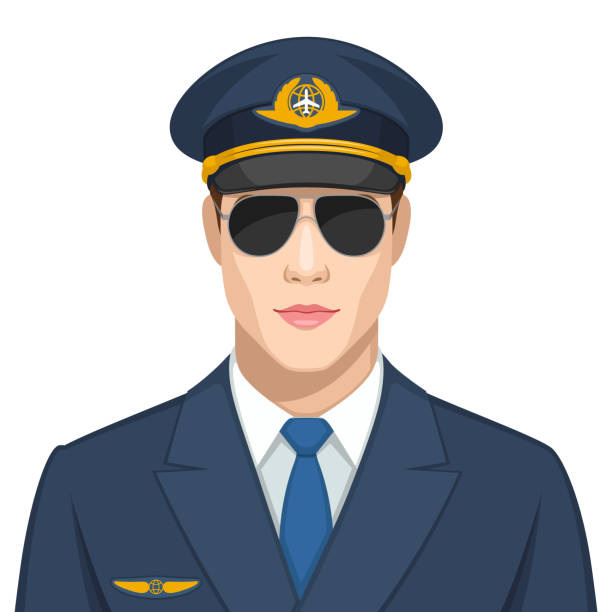 Pilot Illustrationen visar en man som arbetar som pilot pilot stock illustrations