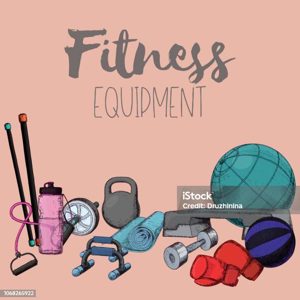 Home Gym Equipment Stock Illustration - Download Image Now - Abdominal Muscle, Aerobics, Backgrounds