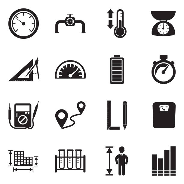 ilustrações de stock, clip art, desenhos animados e ícones de measurement icons. black flat design. vector illustration. - high frequencies