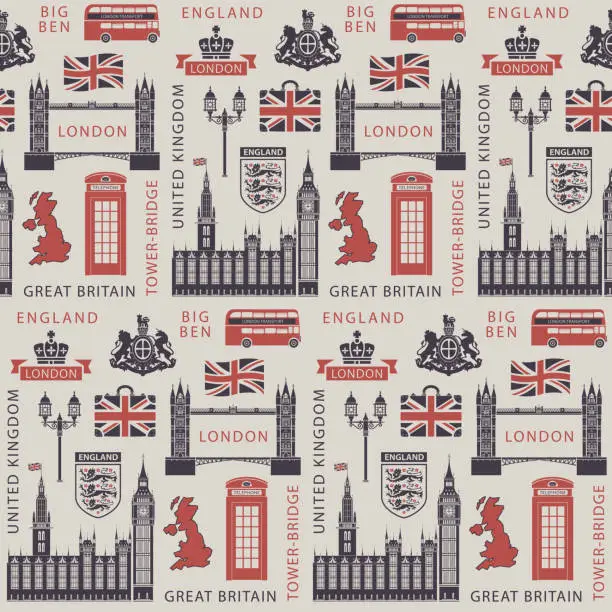 Vector illustration of Seamless background on theme of UK and London