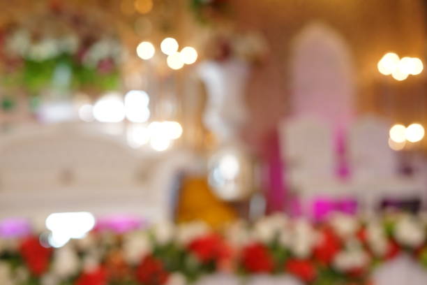 Defocused light and background with light spots of wedding decoration