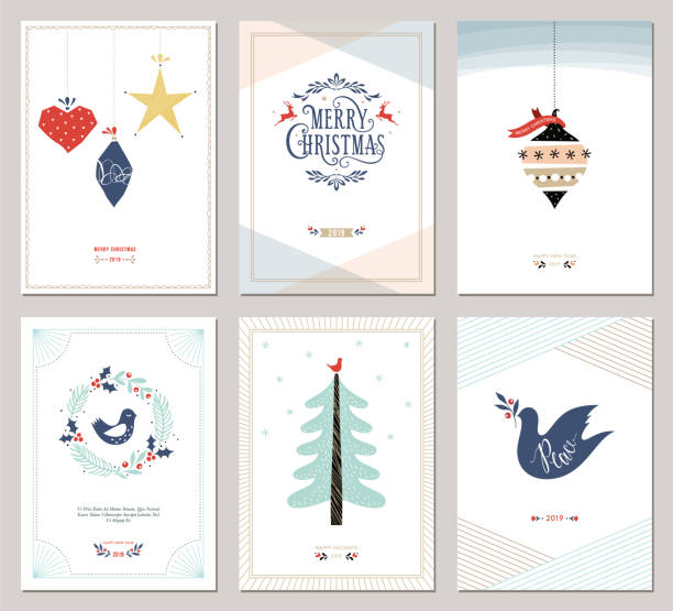 bildbanksillustrationer, clip art samt tecknat material och ikoner med jul hälsning cards_05 - julkort illustrationer