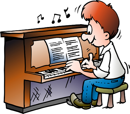 Vector Cartoon illustration of of a Musical Piano Player