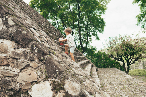 Children visiting ruins in Malinalco. Mexico