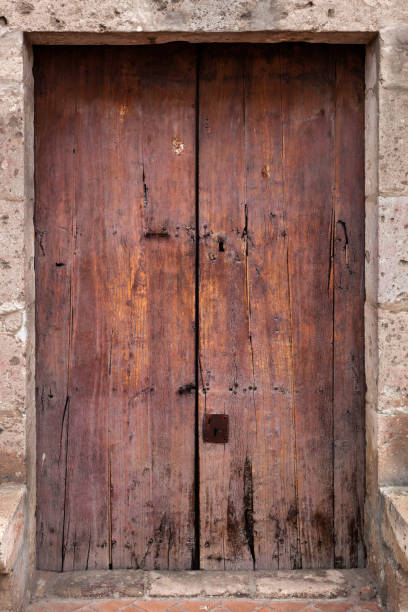 closed wooden and ancient door